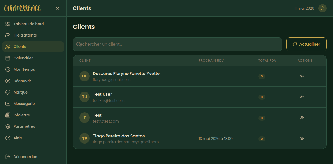 Liste des clients