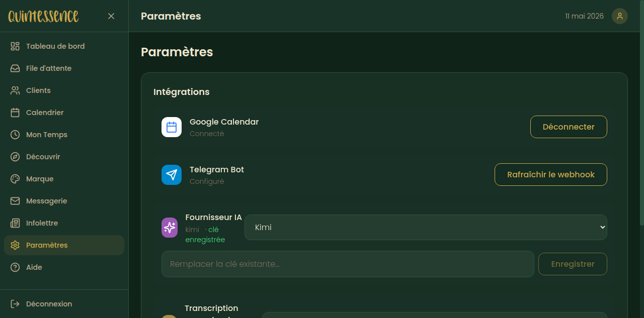 Param&egrave;tres